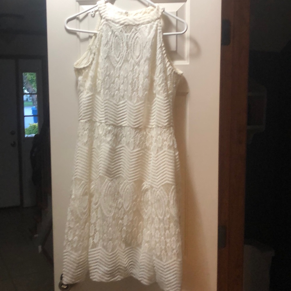 cb White Patterned Formal Dress